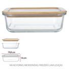 POTE HERMETICO VIDRO BORO 1000ml TAMPA DE BAMBU RETANGULAR DECOR