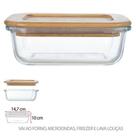 POTE HERMETICO VIDRO BORO 370ml TAMPA DE BAMBU RETANGULAR - Flor Arte