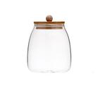 Pote Hermético Vidro com Tampa Bambu 850ml Pegador Bolinha