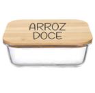 Pote Hermético Vidro e Tampa de Bambu (1 Litro) Arroz Doce