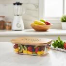 Pote Hermético Vidro e Tampa de Bambu (1 Litro) Frutas
