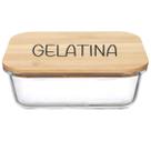 Pote Hermético Vidro e Tampa de Bambu (1 Litro) Gelatina Pote Hermético Vidro e Tampa de Bambu (1 Litro) Gelatina
