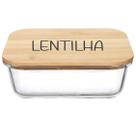 Pote Hermético Vidro e Tampa de Bambu (1 Litro) Lentilha Pote Hermético Vidro e Tampa de Bambu (1 Litro) Lentilha