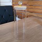 Pote Hermético Vidro Tampa de Bambu Quadrado Cristal Porta Mantimentos Peças Resistentes