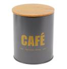 Pote Lata Redondo Preto Para Mantimentos Café Com Tampa 1,2L
