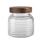 Pote Mantimento Lines Vidro Com Tampa Hermético Bambu 700ml