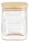 Pote Mantimento Quadrado 700ml Vidro Tampa De Bambu Novicasa Cor Transparente