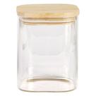 Pote Mantimento Quadrado 700ml Vidro Tampa De Bambu Novicasa