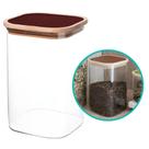Pote Mantimento Vidro Tampa Vermelha Hermético Bambu 1,2L