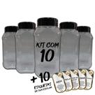 Pote Mantimentos Kit 10 Potes+10 Etiquetas Adesivas CF800