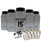 Pote Mantimentos Kit 15 Potes+15 Etiquetas Adesivas CF800