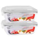 Pote Marmita de Vidro 640ML c/ Divisória e Tampa Hermética - 2UN