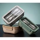 Pote Marmita Lancheira 850Ml Duas Divisões Lunch Box Colher e Garfo Resistente Cor:Cinza