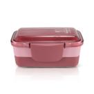 Pote Marmita Plástico Alimentos com 2 Andares Divisórias Compartimentos Trava Dupla Livre BPA Free 950 Ml