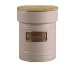 Pote Metal Com Tampa Bambu Sugar Rosa14,7cm