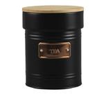 Pote Metal com Tampa Bambu Tea Preto 14,7cm - CASA CAFÉ MEL