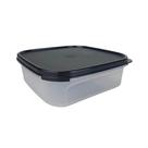 Pote Modular Quadrado 1,2 Litros - Transparente com Tampa Preta Cosmo