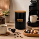 Pote Organizador Café Cerâmica Preto Bambu Cozinha 1250ml