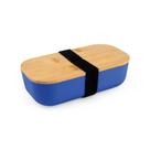 Pote Organizador Lancheira Plástica Armazena 700 Ml Tampa De Bambu Com Trava Elástico Pote Cor Azul