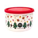 Pote Organizador Porta Alimentos Redondo Branco Decorado com Tampa Natalino Boas Festas Ano Novo Arcaplast Decoração Pote Organizador Porta Alimentos Redondo Branco Decorado com Tampa Natalino Boas Festas Ano Novo Arcaplast Decoração