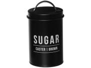 Pote Para Açúcar Multiuso Decorativo Lata de Aço Galvanizado Preto 900ml