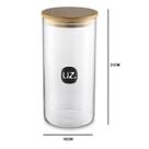Pote Para Mantimento Hermetico Com Vedação Vidro Tampa De Bambu 21cm 1300ml