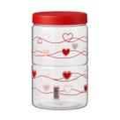 Pote Plástico Organizador de Cozinha Corações Vermelho 1600ML