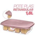 Pote Plástico Retangular Com Tampa Hermético 1,8 L Sanremo