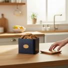 Pote Porta Biscoitos Organizador Azul Lata Madeira Cookies