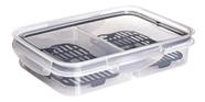 Pote Porta Frios Com Escorredor Tampa Com Travas 2 Divisórias Cor Transparente Plasútil