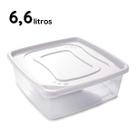 Pote Porta Mantimentos Vasilha Alimentos Quadrado 6,6 Litros Retangular Plástico Tampa Branca Plasútil