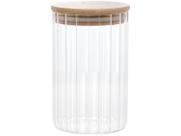 Pote Porta Mantimentos Vidro Transparente com Tampa de Bambu 510ml 9x15cm Wolff