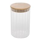 Pote Porta Mantimentos Vidro Transparente Com Tampa De Bambu 510ml 9x15cm Wolff