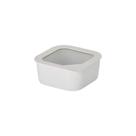Pote Quadrado de cerâmica - Tampa de Vidro - 650ml - FIKA ONE - Cor Branco