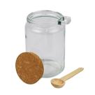 Pote quadrado de vidro com tampa de rolha e colher de bambu 1,15l