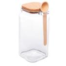 Pote Quadrado de Vidro Tampa de Rolha Colher d Bambu 1 Litro