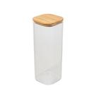 Pote Quadrado Hermético De Vidro Borossilicato Com Tampa De Bambu Yoi 2050ml