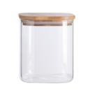 Pote Quadrado Vidro 800ml Oikos Borea Tampa Bambu Hermética 10x10x10,5cm Porta Mantimentos
