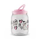 Pote ração 1,7l dog rosa dispenser