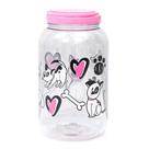 Pote Ração 3,6L Dog Rosa Dispenser Com Tampa Estampa