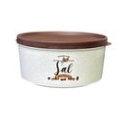 Pote Redondo Branco Para Sal Saleiro Premium 1L Tampa Marrom R4700 Pote Redondo Branco Para Sal Saleiro Premium 1L Tampa Marrom R4700