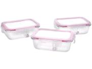 Pote retangular 2 divisoria 500ml com tampa lock vermelho