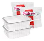 Pote Retangular 750ml Marmita Fitness 24un C/ Tampa Frezzer