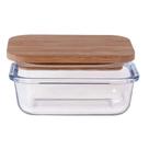 Pote Retangular Borossilicato 630 ML Tampa De Bambu - Mimo Style