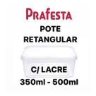 Pote Retangular com Lacre 350/500ml - PRAFESTA 10 Unidades - Freezer/microondas Pote Retangular com Lacre 350/500ml - PRAFESTA 10 Unidades - Freezer/microondas