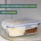 Pote Retangular Hermético Com Divisória Vidro 1040ml