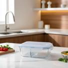 Pote Retangular Hermético Vidro Divisória Marmita Microondas Fitness Marmitinhas Casa Utensílio Doméstico Cozinha Organizador Alimentos 1520ml
