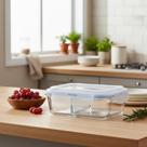 Pote Retangular Hermético Vidro Marmita Microondas Fitness Marmitinhas Casa Utensílio Doméstico Organização Cozinha Organizador Alimentos 1040ml
