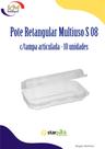 Pote retangular multiuso S08 c/tampa articulada c/10 unid - Starpack - doces, salgados (1928) Pote retangular multiuso S08 c/tampa articulada c/10 unid - Starpack - doces, salgados (1928)