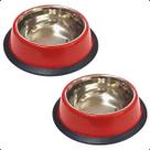 Pote Tigela Comedouro Inox Cão Gato 16Cm 200ML Vermelho 2Un